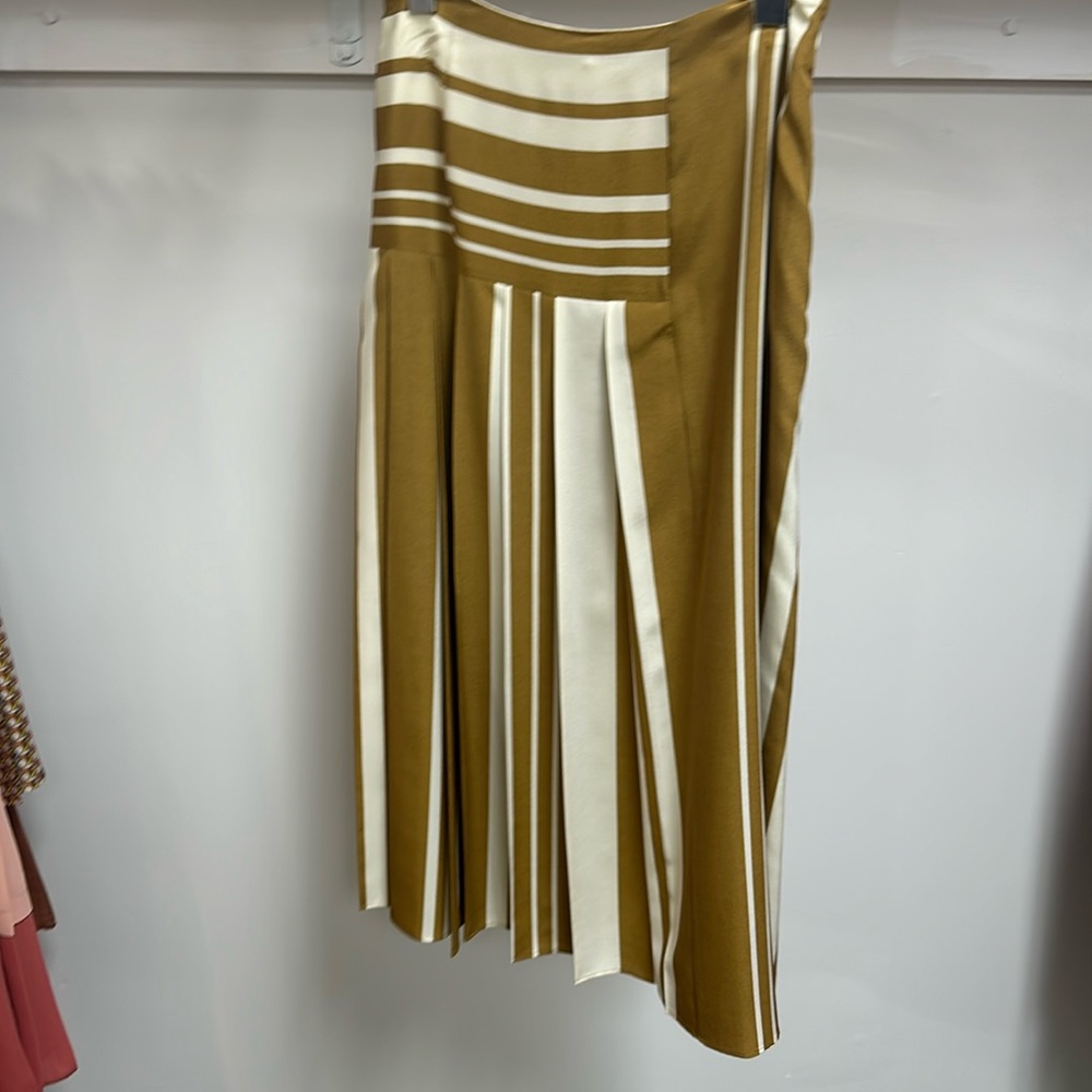 JOSEPH PLEATED STRIPE SKIRT